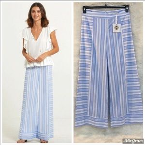 Marie Oliver Carter Pant Blue Stripe Wide Leg Sz 6